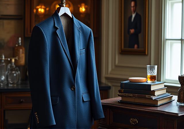Sophisticated gentleman's study with tailored suits