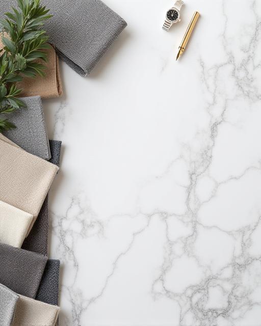 A flat lay of luxury fabric swatches and outfit sketches